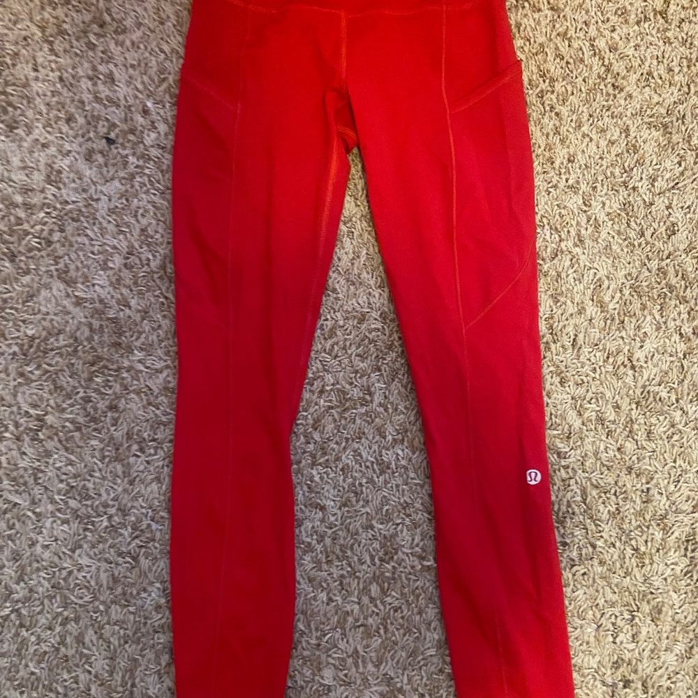 Lululemon Red Fast and free 25 inch leggings size 2